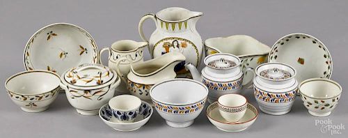 Collection of English pearlware teawares, early 19th c., sixteen pieces.