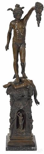Patinated bronze of Perseus and Medusa, after Benvenuto Cellini, 42 1/4'' h.