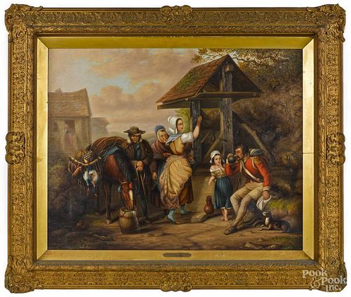 C. Weston (British, late 19th c.), oil on canvas, titled A Welcome Drink, signed lower right