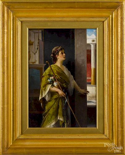 Luigi Crosio (Italian 1835-1916), oil on board of a classical beauty, signed lower left and dated