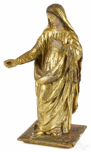 Italian carved and gilded figure of the Madonna, 18th/19th c., 17'' h.