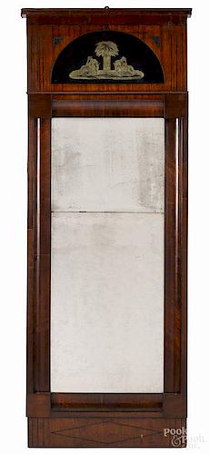 Beidermeier mahogany pier mirror, ca. 1830, 71'' x 25 3/4''.