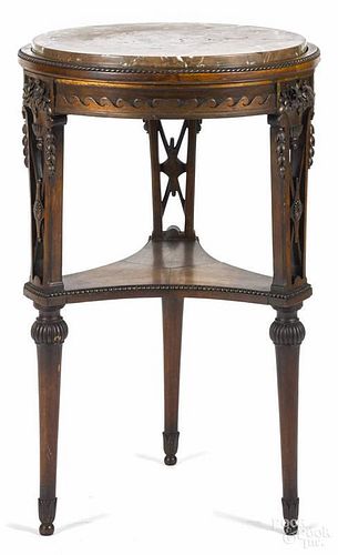 Directoire style walnut marble top stand, 20th c., 31 1/2'' h., 19'' w.