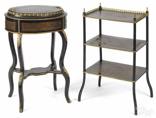 Two French boulle stands, early 20th c., one with a cooler insert