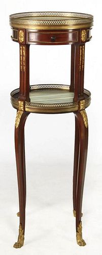 AN EARLY 20TH C. MAHOGANY GILT BRONZE MOUNTED STAND