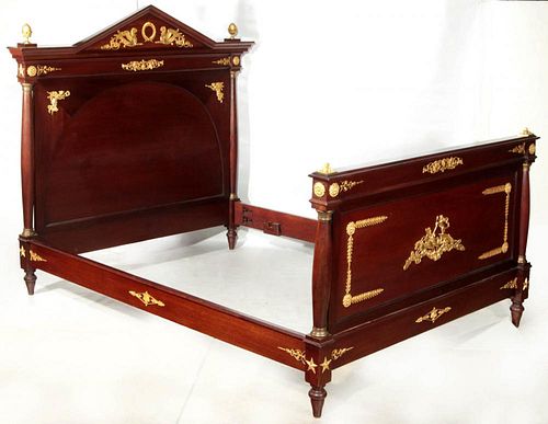 AN EMPIRE STYLE BRONZE MOUNTED MAHOGANY BED