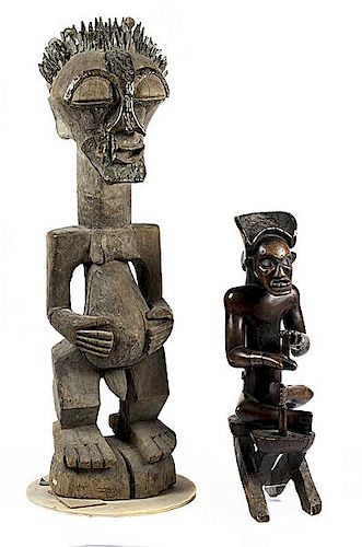Democratic Republic of the Congo Songye Power Figure and Chokew Style Seated Figure 