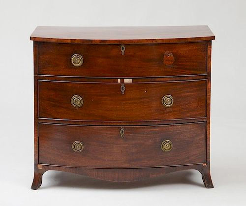 GEORGE III BOW-FRONTED MAHOGANY CHEST OF DRAWERS
