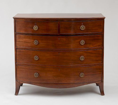GEORGE III D-SHAPED MAHOGANY CHEST OF DRAWERS