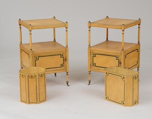 PAIR OF GEORGE III STYLE PAINTED BEDSIDE TABLES