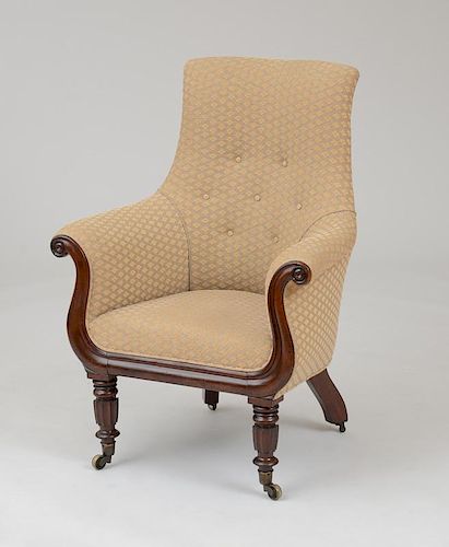WILLIAM IV CARVED MAHOGANY ARMCHAIR