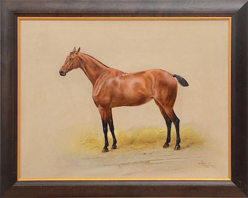 FRANTISEK STRAYBL (1853-1935): PRIZE HORSES: A PAIR OF PORTRAITS