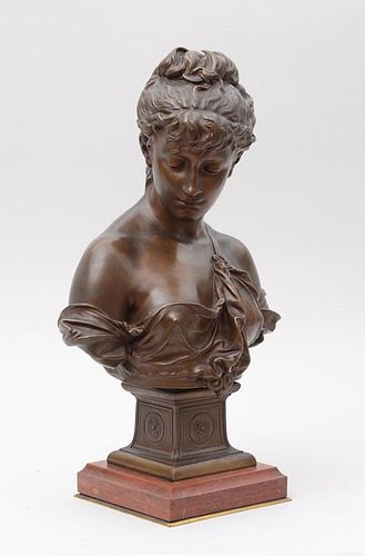 EUTROPE BOURET (1833-1906): BUST OF A GIRL