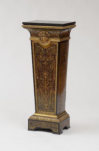 LOUIS XIV STYLE GILT-BRONZE-MOUNTED BOULLE MARQUETRY PEDESTAL, IN THE MANNER OF ANDRÉ-CHARLES BOULLE