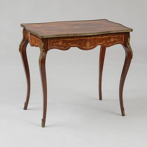 LOUIS XV STYLE GILT-BRONZE-MOUNTED KINGWOOD AND FRUITWOOD MARQUETRY TABLE À ÉCRIRE