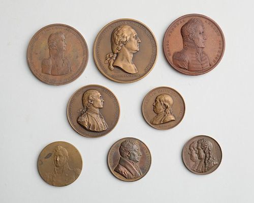 GROUP OF BRONZE COMMEMORATIVE MEDALS RELATING TO UNITED STATES HISTORY