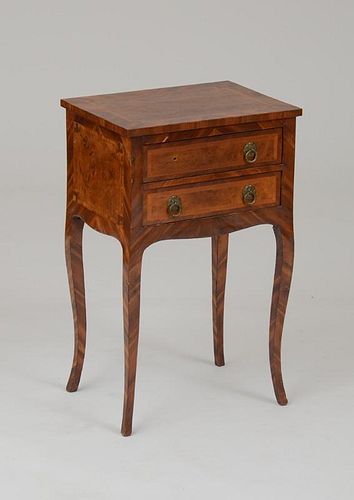 LOUIS XV STYLE TULIPWOOD AND BURL WALNUT PARQUETRY TABLE EN CHIFFONIÈRE