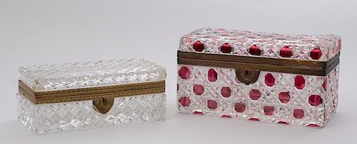 TWO FRENCH GILT-METAL-MOUNTED CUT-GLASS BOXES
