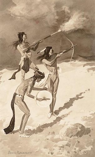 FREDERIC REMINGTON (1861-1909), The Thunder-Fighters Would Take Their Bows and Arrows, Their Guns, Their Magic Drum (1892)