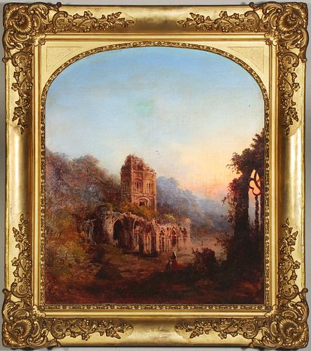 AN 1850s AMERICAN LUMINIST LANDSCAPE OIL ON CANVAS
