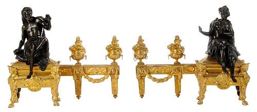 Pair Louis XV Style Patinated and Gilt