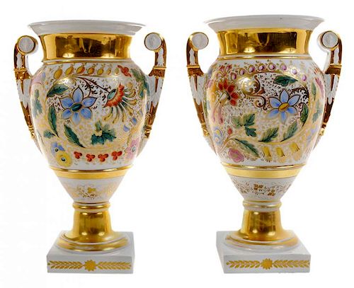 Pair Old Paris Porcelain Vases with