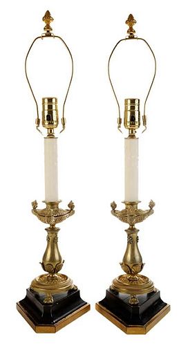 Pair Empire Style Gilt Bronze and