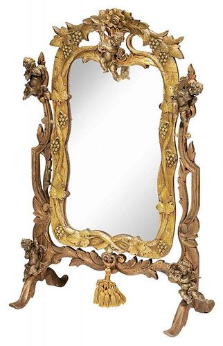 Carved Gilt Wood Vanity Mirror with