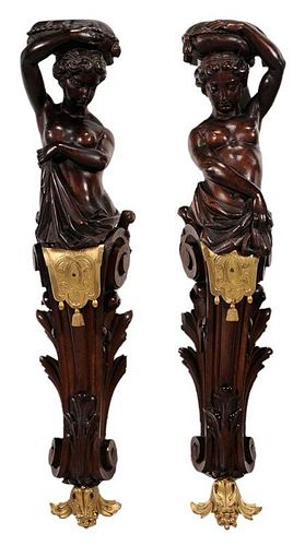 Pair Finely Carved Wall Brackets with