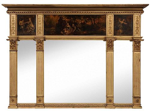 Neoclassical Gilt and Painted Triptych