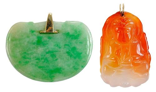 Two Carved Hardstone Pendants