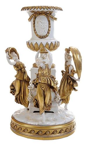 Porcelain Urn on Pedestal Centerpiece