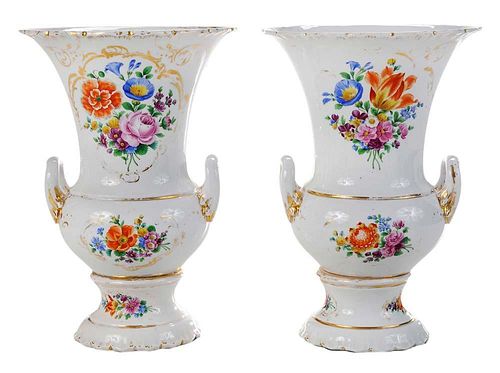 Pair of Meissen White-Ground Vases