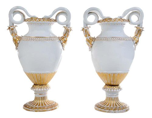 Meissen White Porcelain Urns with