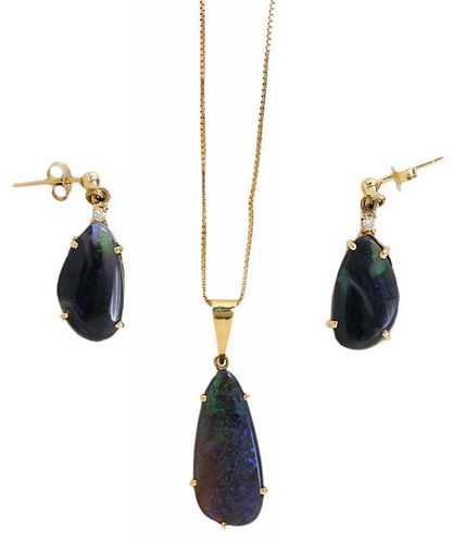 Opal Earrings and Pendant Necklace