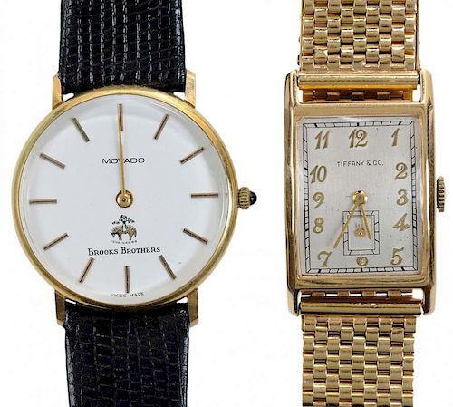 Two 14 Karat Gold Wristwatches, Gold