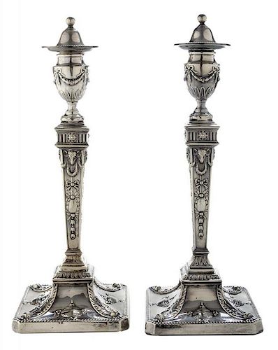 Pair of Silver-Plate Column-Form