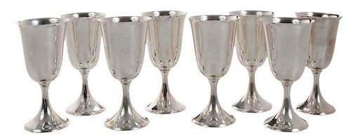 Set of Eight Towle Sterling Goblets