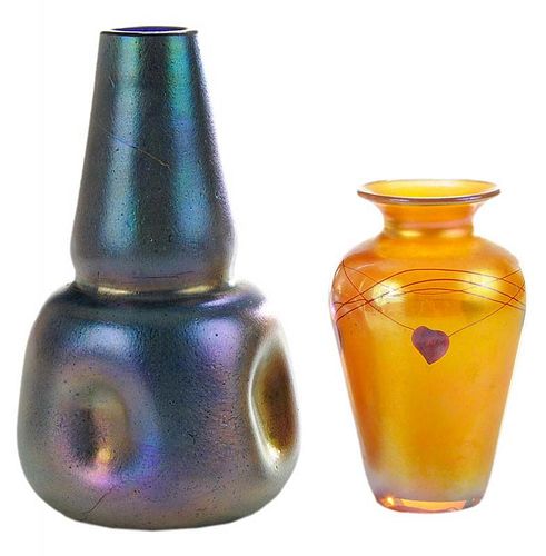 Tiffany Studios Vase and a Loetz Style Vase
