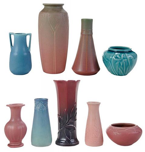 Eight Rookwood Pottery Vases 1914-1957