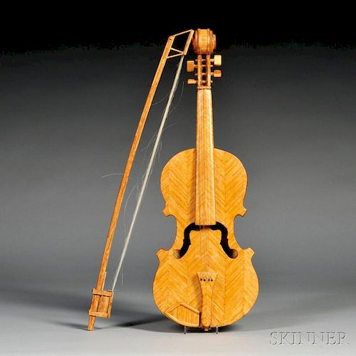 Dale Brown Prison Art Matchstick Fiddle and Bow