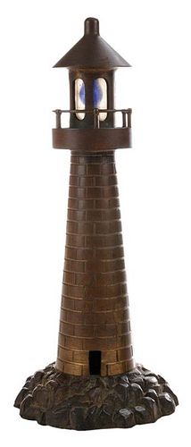 Bronze Lighthouse-Form Lamp