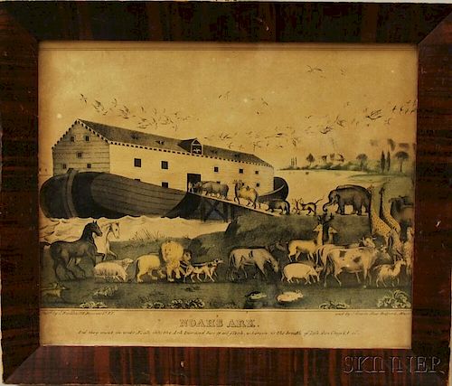 Framed J. Baillie Noah's Ark Lithograph