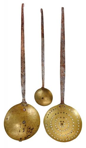 Three Hand-Wrought Iron and Brass