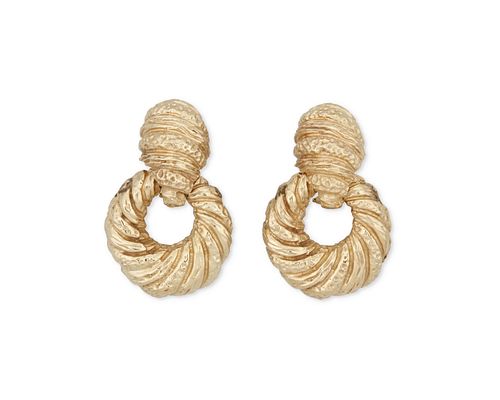 A pair of gold door-knocker ear clips