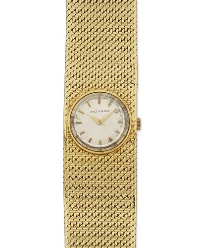 A yellow gold wristwatch, Movado