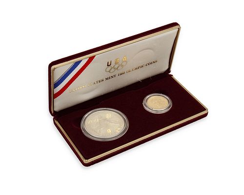 $5 US Mint 1988 Olympic two coin set