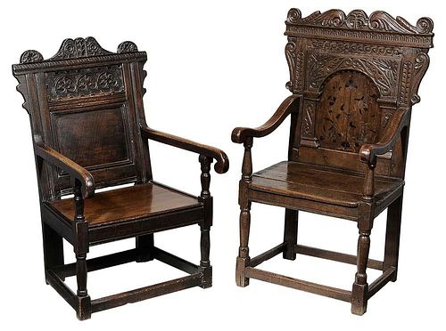 Two British Early Baroque Style Carved