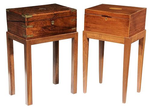 Two Antique Boxes on Stands
