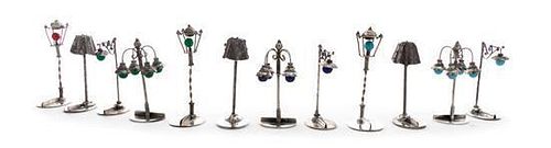 A Collection of Silver Table Articles, Various Makers, comprising two Victorian cut glass and silver spoon rests, Hilliard & Tho